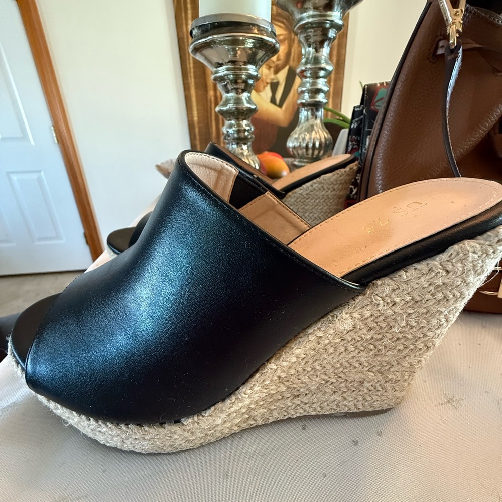 Black Wedge Espadrilles